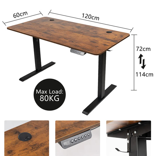 Chocolate Electric 3-Stage Standing Desk for Home Office