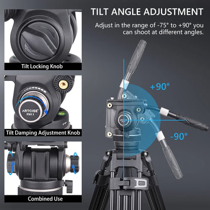 Heavy-Duty Tilt Pan Video Head Supports 12kg Load