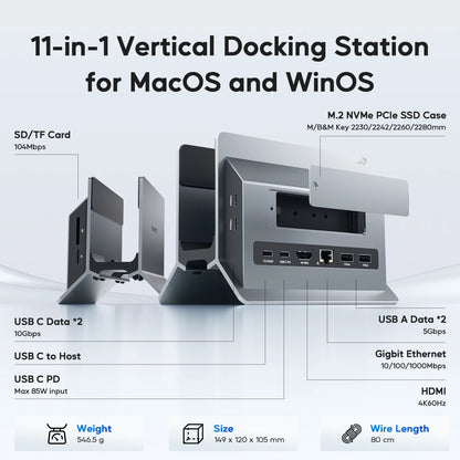 Vertical Laptop Docking Station with 4K HDMI