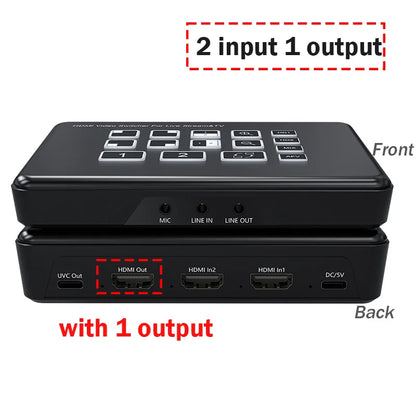 1080p HDMI Video Mixer 2 Input 2 Output USB-C Recording