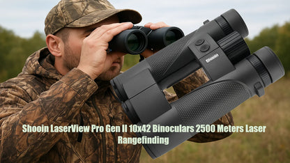 Black Tactical 10x42 Laser Rangefinder Binoculars 2500m Range