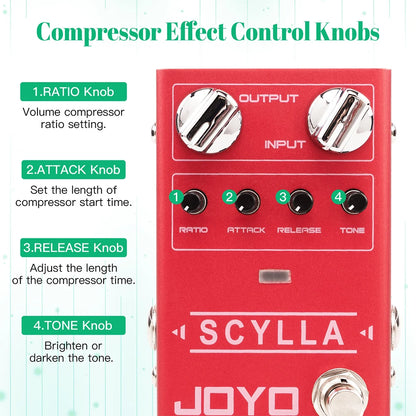 Bass Compressor Pedal with Attack Release Ratio Controls