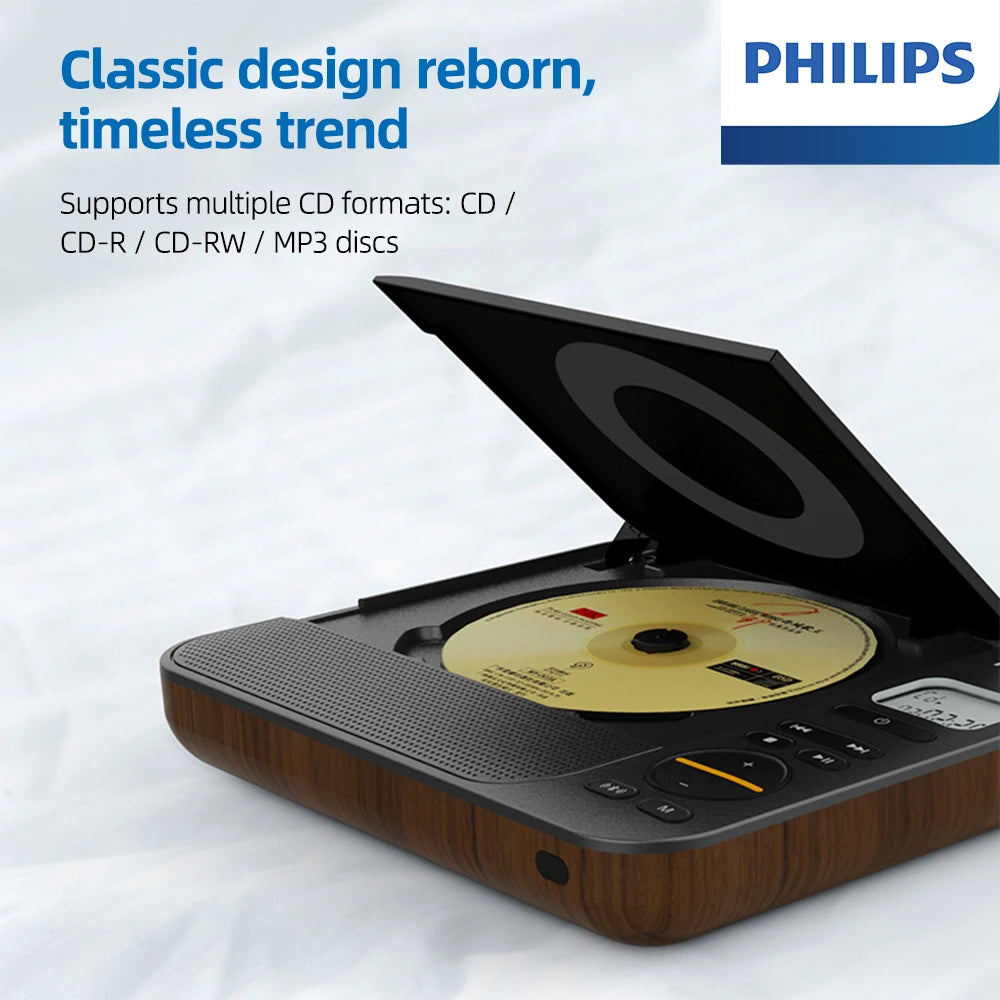 Retro Bluetooth CD Player with USB TF Card & Stereo Speakers