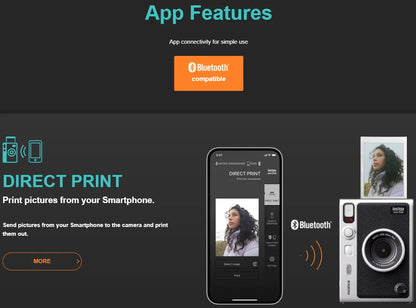 Black Instant Camera with Smartphone Connectivity for Easy Prints