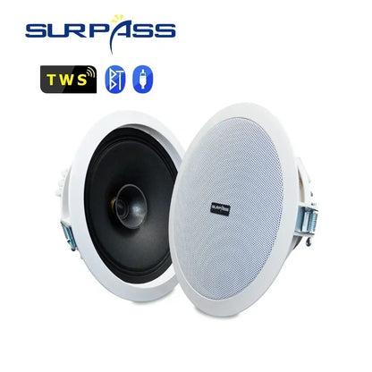 Wireless Ceiling Speaker Set with Amplifier and Passive Units