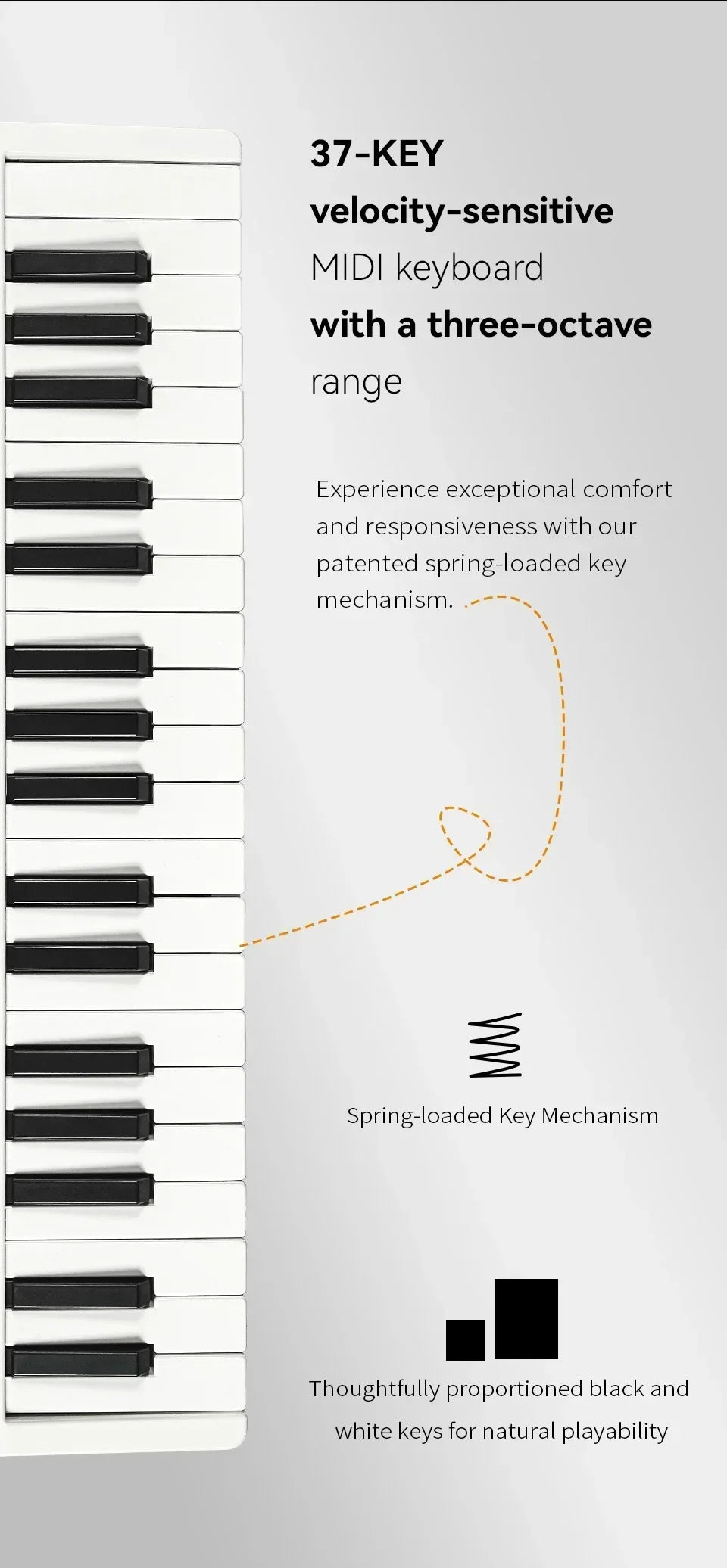 Portable 37-Key MIDI Controller with Built-In Synth Engine