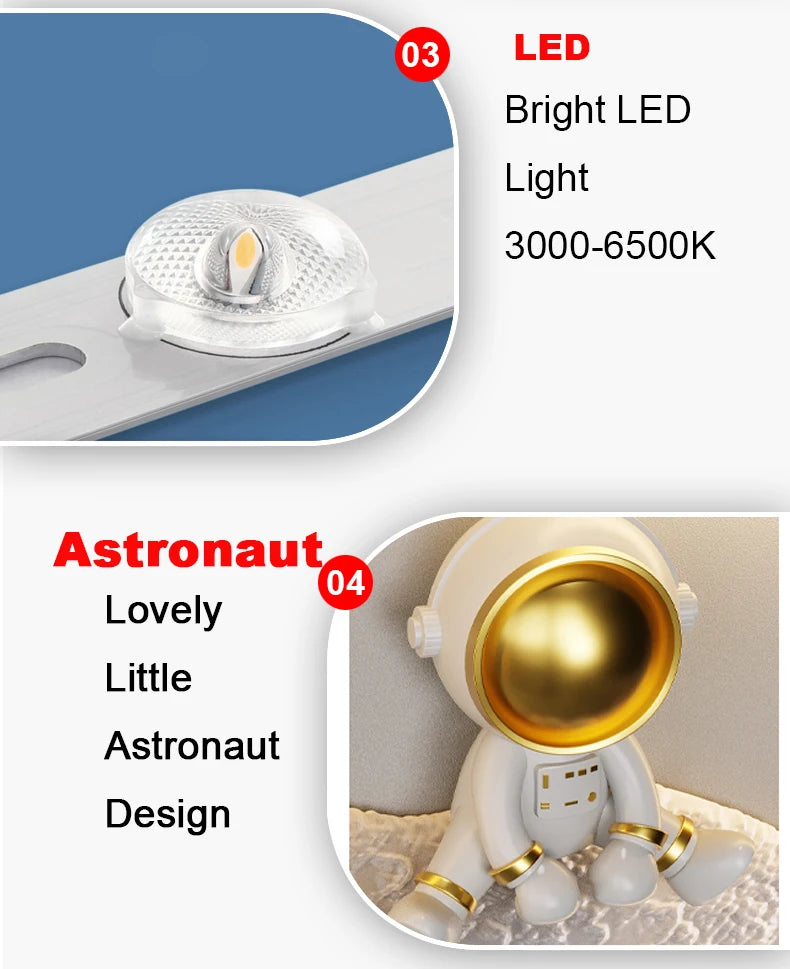 40cm Modern Astronaut LED Ceiling Light Black