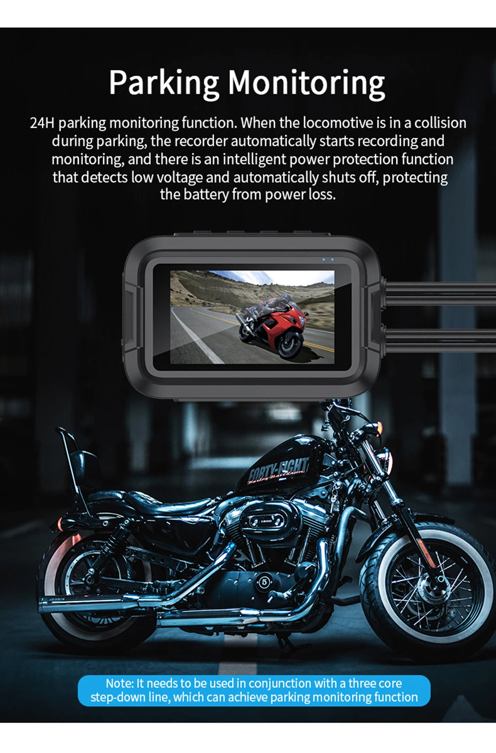 Waterproof Front Rear Moto DVR Camera 128GB