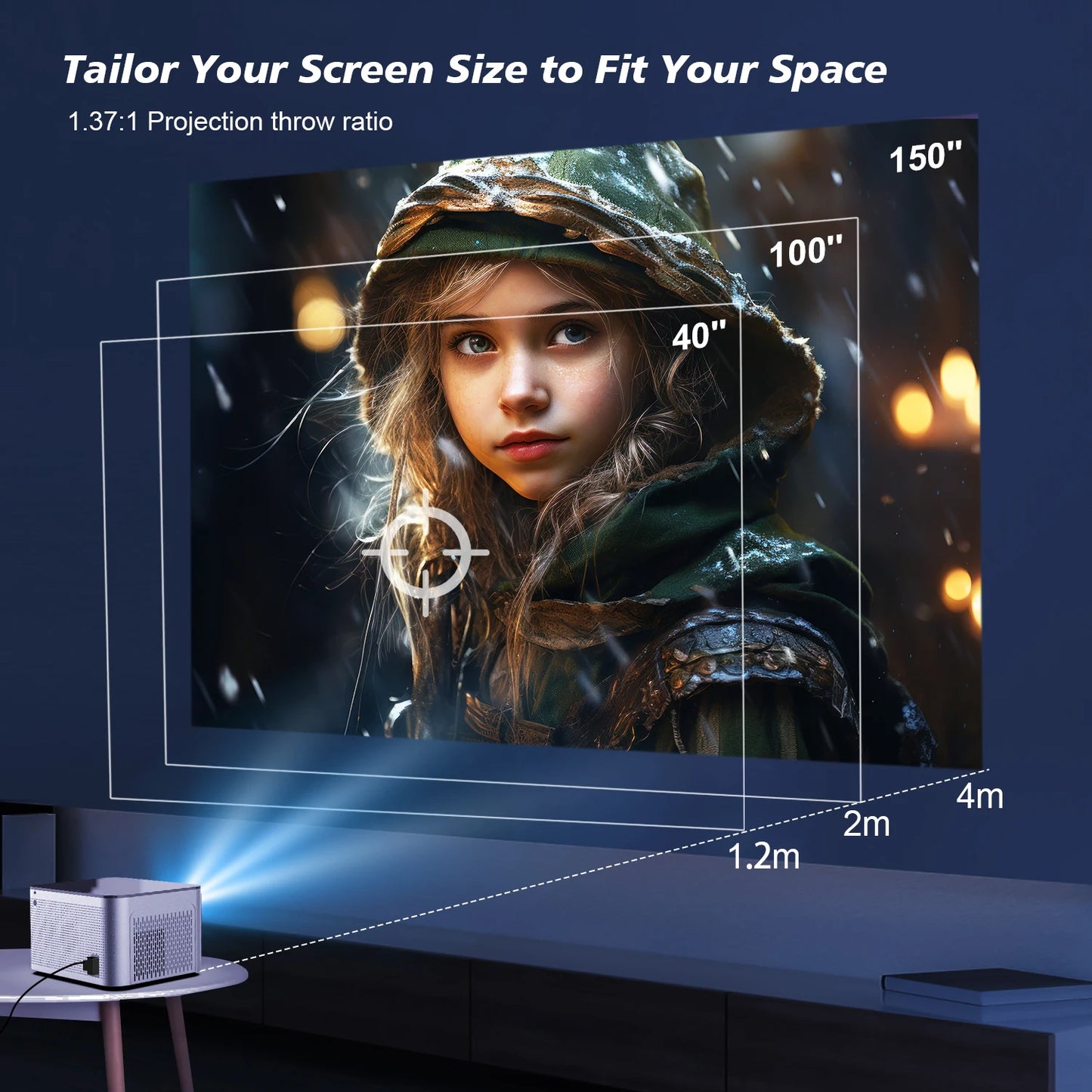 1080P Smart Projector WiFi 6 Bluetooth Home Cinema