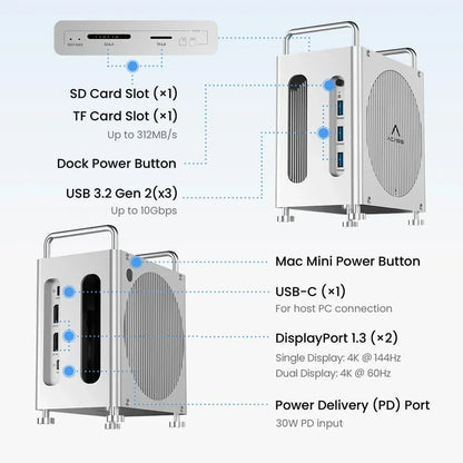 Portable USB C Docking Station 4K 144Hz with 16TB Storage