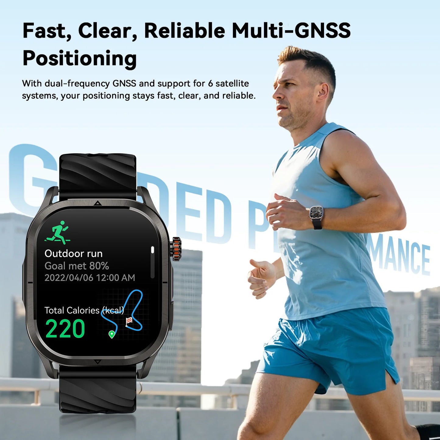 Silver GPS Smart Watch with 180 Sport Modes