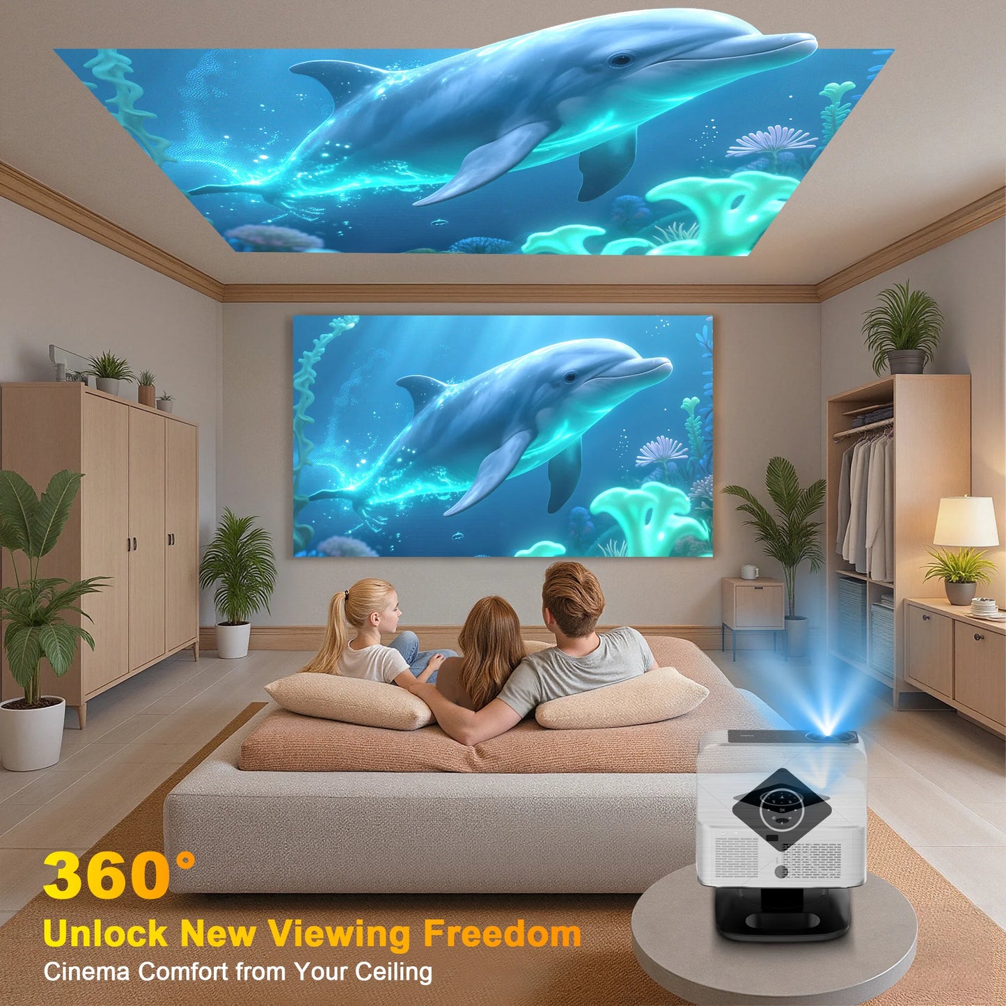 T5PRO Bracket Bag 40000 Lumens 1080P 4K Android Smart Projector