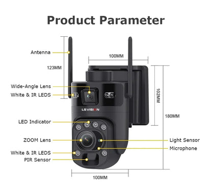 4K Dual Screen 4G CCTV Camera 32GB