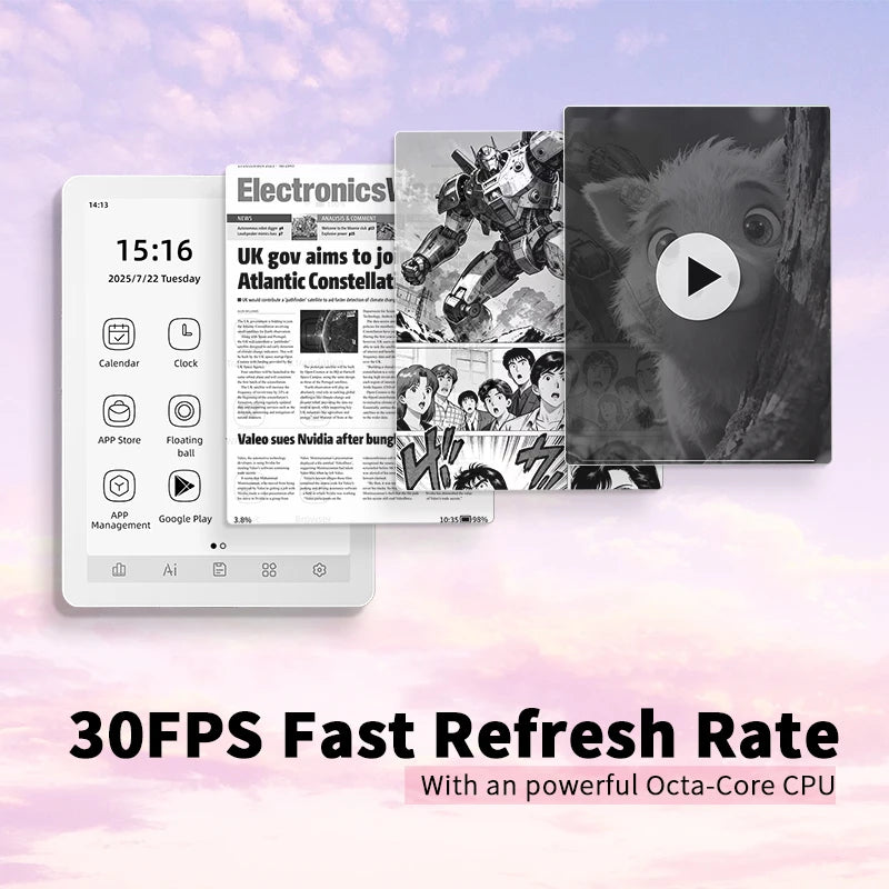 Eye-Friendly 6-Inch Ebook Reader with 36-Level Lighting