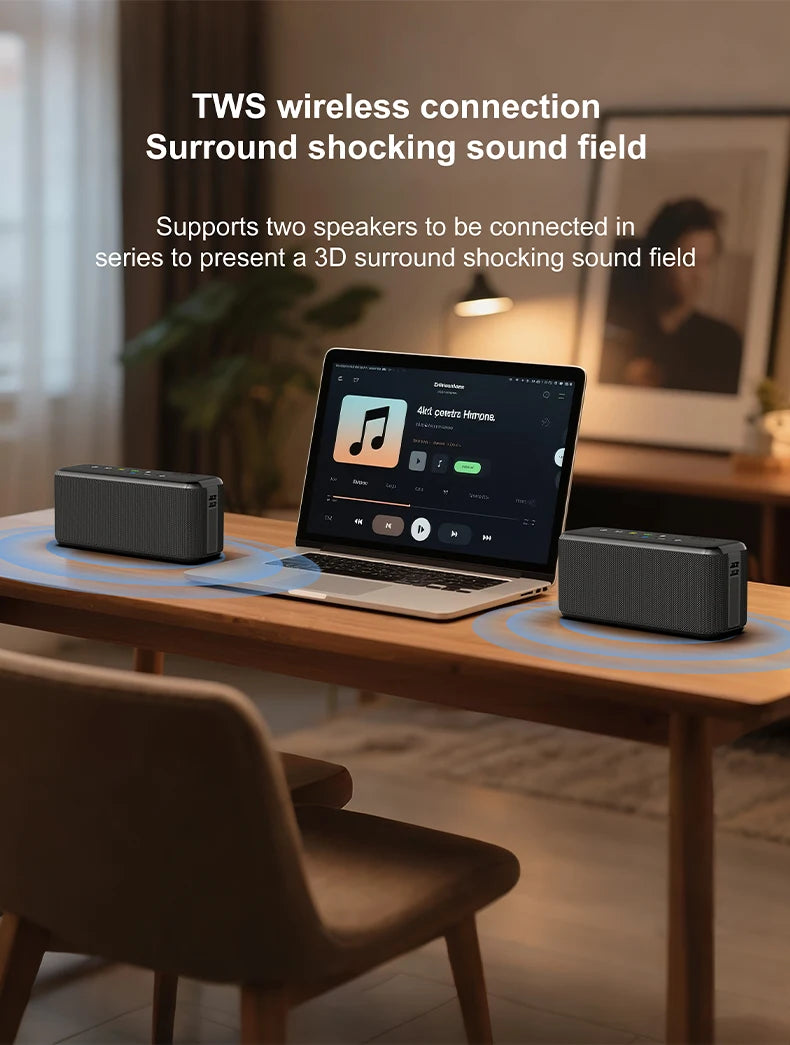 Portable 100W Bluetooth Speaker with Subwoofer and 20000mAh Battery