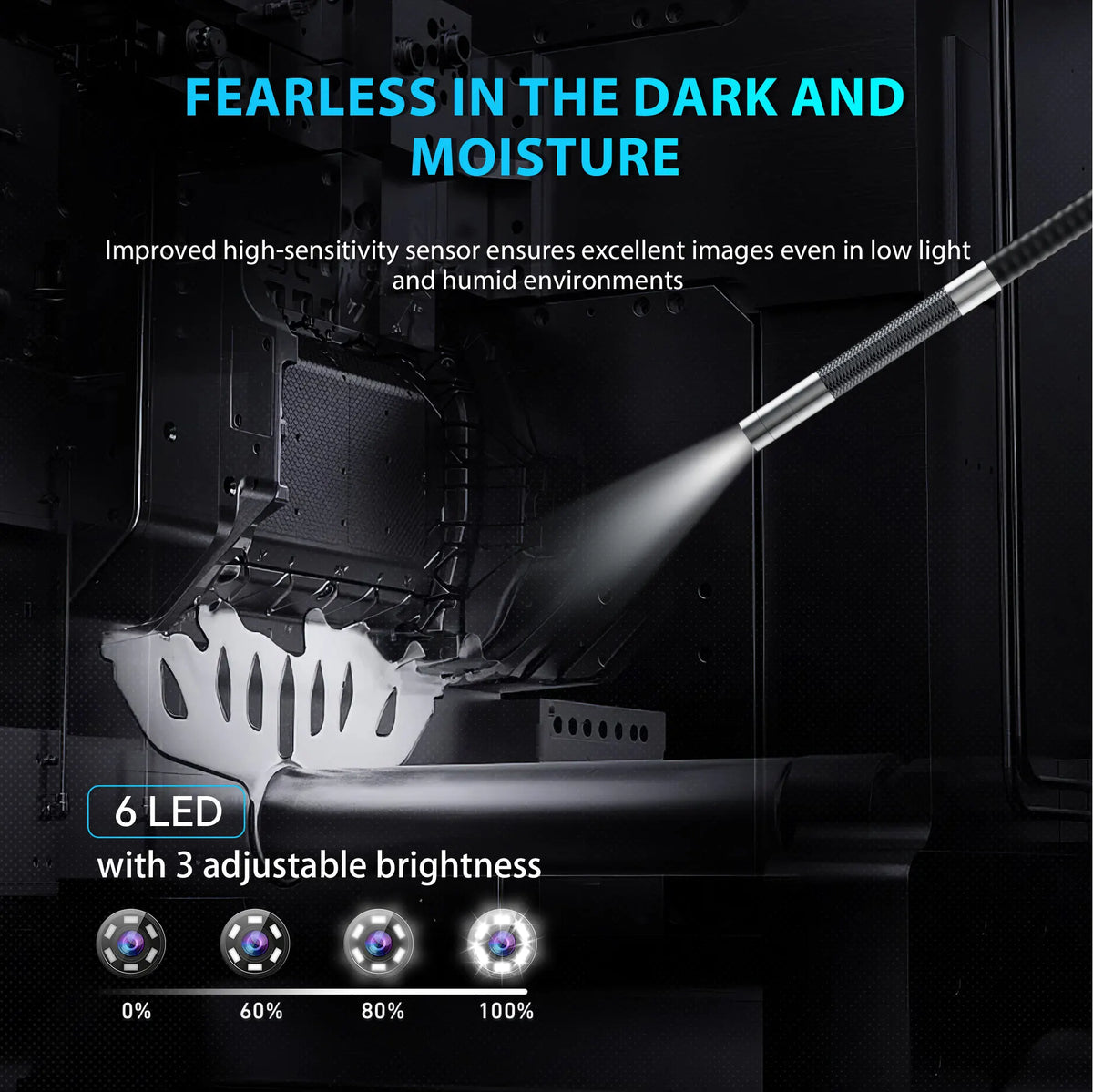 210 Degree Industrial Endoscope Camera 8mm Waterproof Borescope
