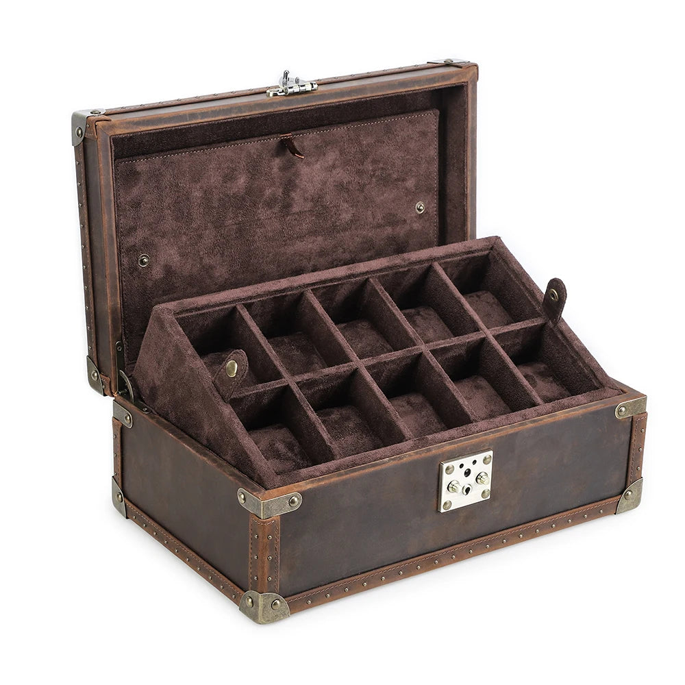 10 Slot Genuine Leather Watch Storage Case