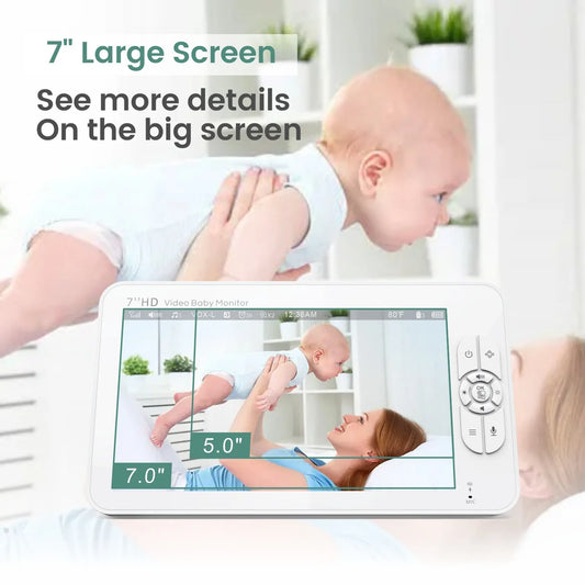 7 Inch HD Baby Monitor with 2 Cameras Split Screen