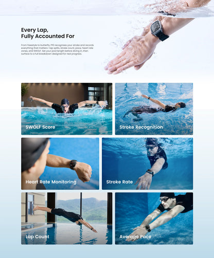Smartwatch with GPS and AMOLED Display Black Strap