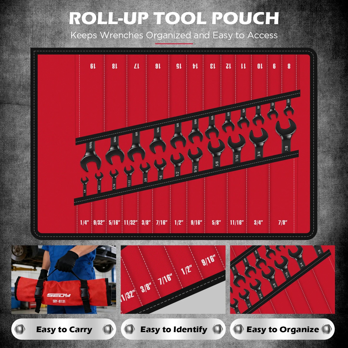 72-Tooth Ratchet Spanners 24PC Black Finish Tool Set