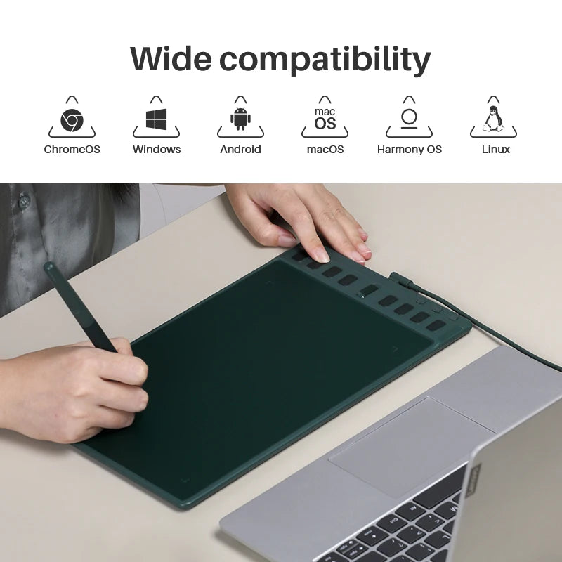 Huion Inspiroy 2 Wireless Green Drawing Tablet with 8 Shortcut Keys