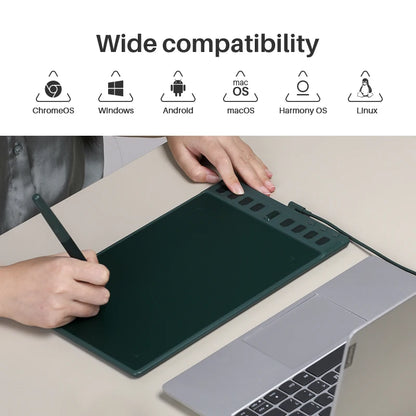 Huion Inspiroy 2 Wireless Green Drawing Tablet with 8 Shortcut Keys