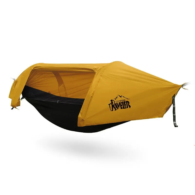 Travel-Friendly Yellow Mosquito Net Hammock Outdoor