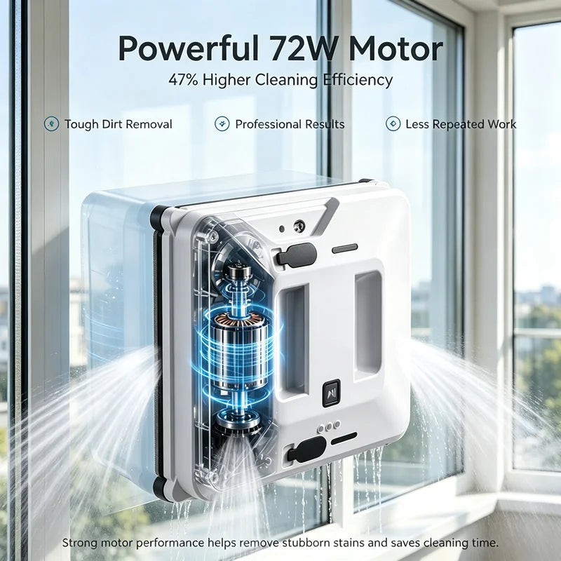 Electric Window Cleaning Robot with 55N Vacuum Suction