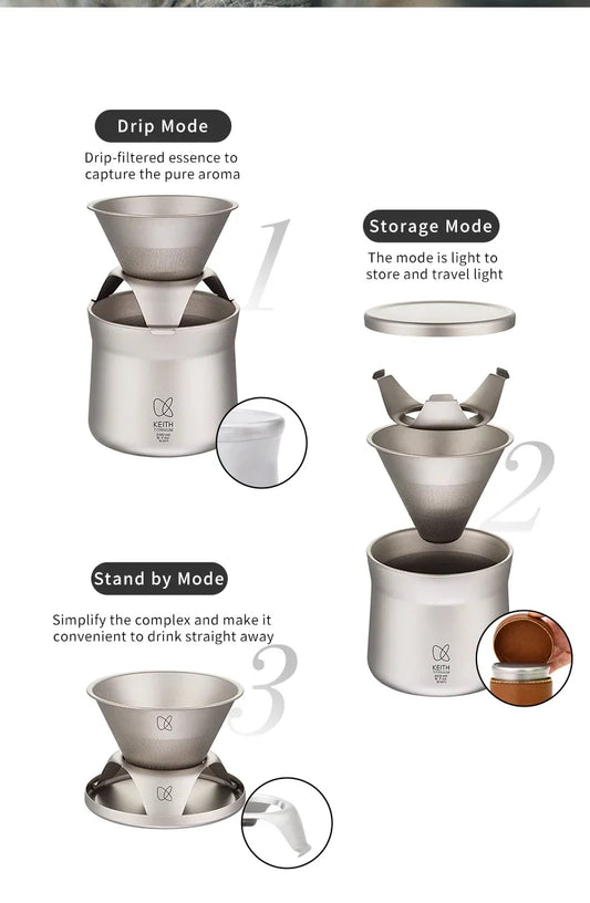 Portable Titanium Coffee Maker Tea Mug with Carry Case