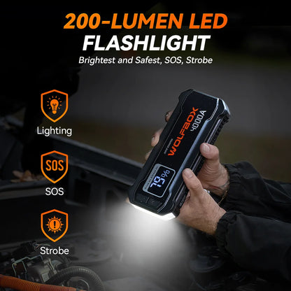 Portable 4000A Jump Starter 12V Battery Booster 24000mAh