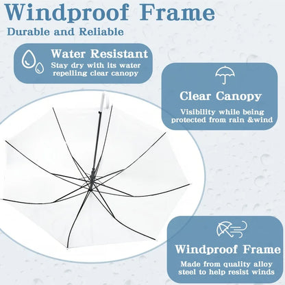 Bulk 20 Clear Party Umbrellas with J Hook Handles