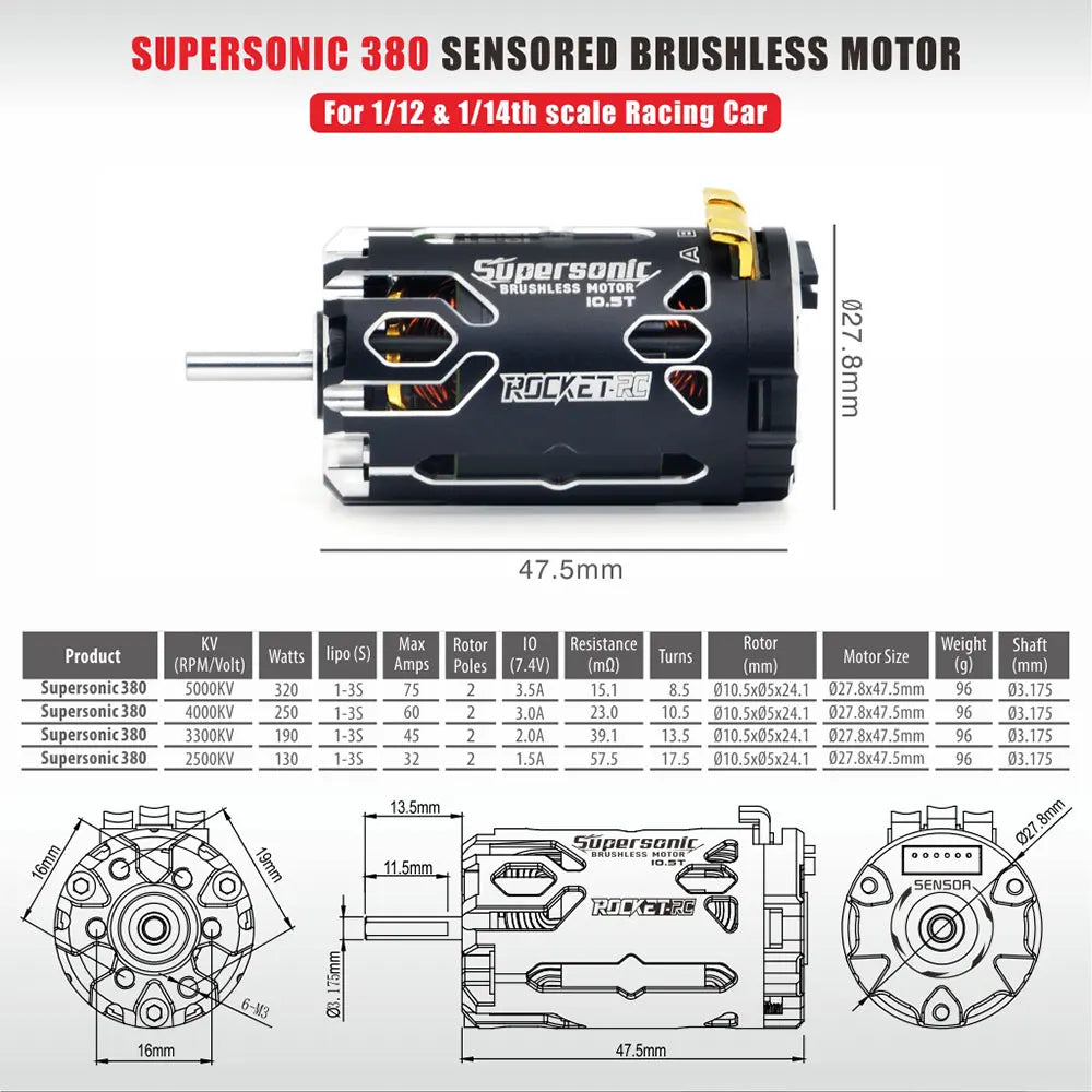 17.5T Sensored Brushless RC Motor with 80A ESC