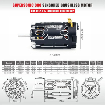 17.5T Sensored Brushless RC Motor with 80A ESC
