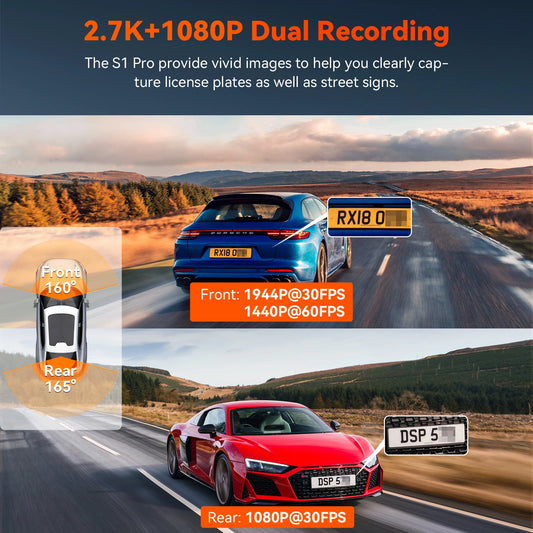 Hidden Dual Dash Camera 2.7K Night Vision HDR