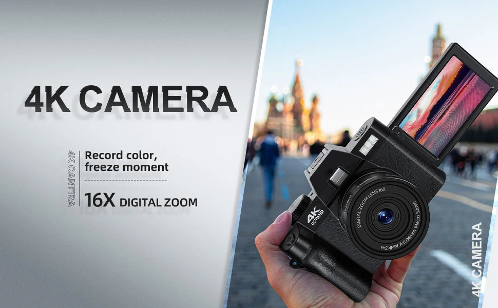 Compact 4K Camera with 48MP and WiFi Features