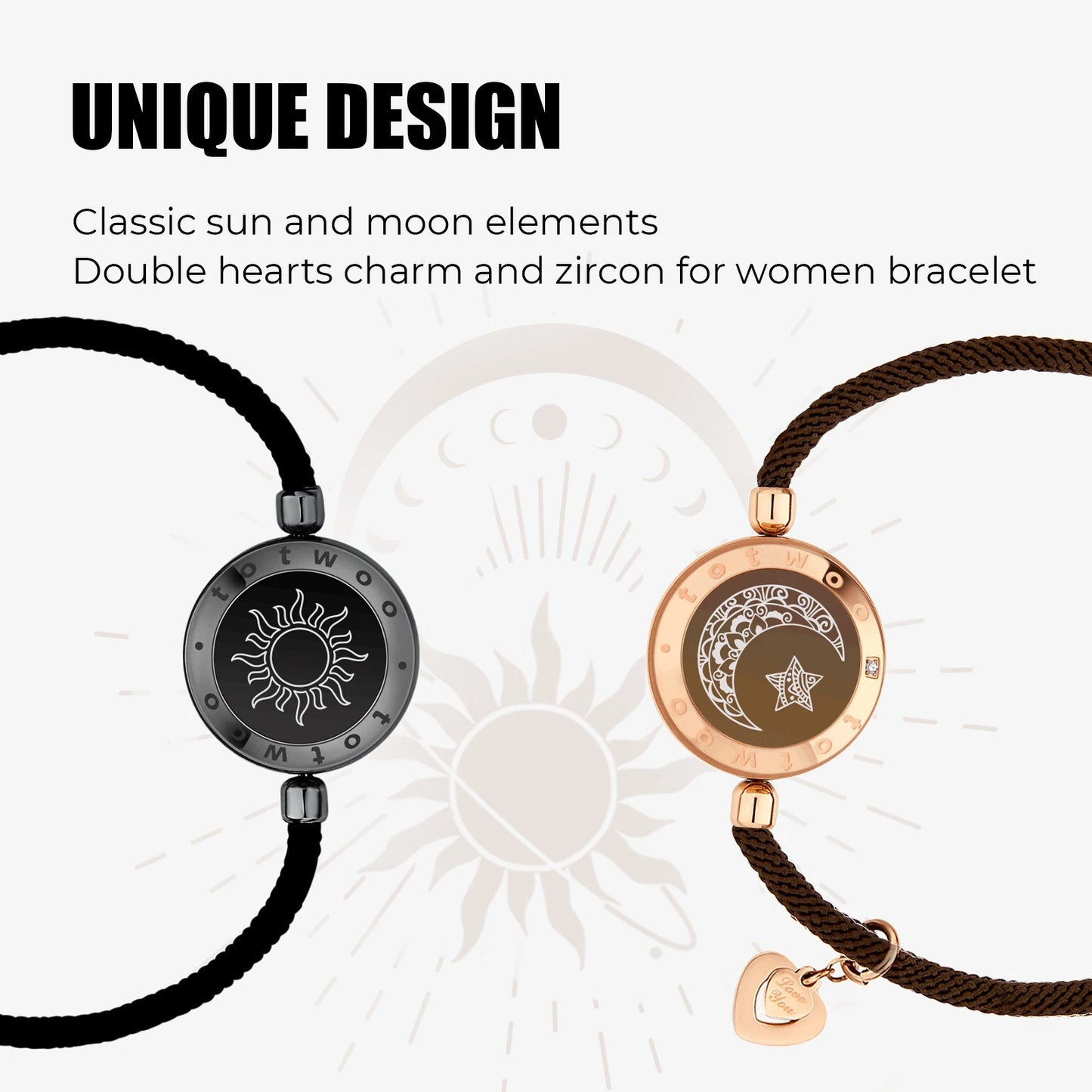 Black & Silver Couple Bracelets Touch & Vibrate