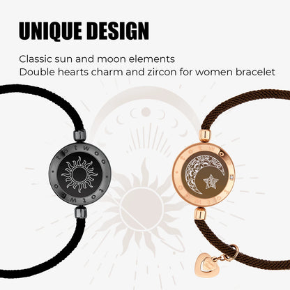 Black & Silver Couple Bracelets Touch & Vibrate