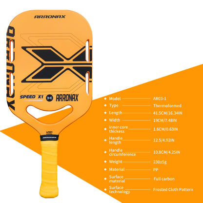 Thermoformed Carbon Fibre Pickleball Paddle for Power and Spin