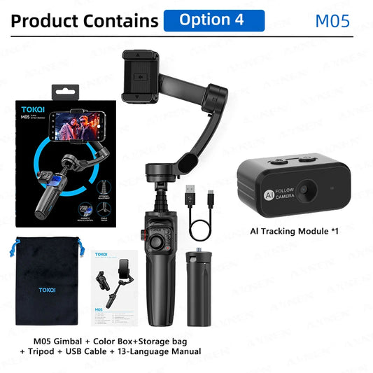 Vlogging Gimbal with Foldable Rod and Accessory Kit