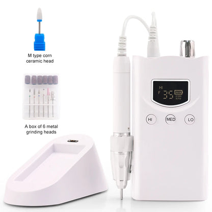 35000RPM Portable Electric Nail Drill 85W White