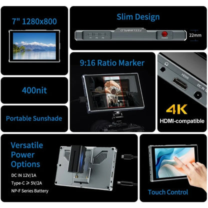 7 Inch Camera Field Monitor 4K HDMI IPS Display