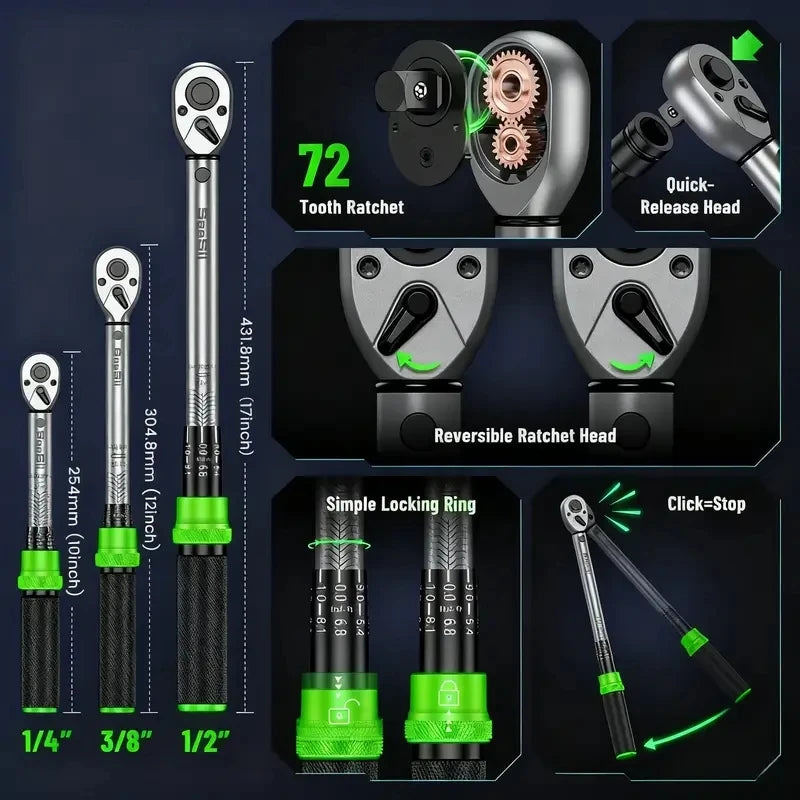 8pcs Heavy Duty Torque Wrench Set 10–227Nm Precision