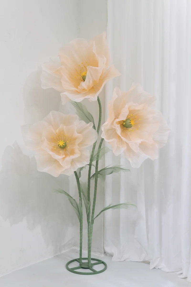 Artificial Poppy Flower Stem Wedding Home Decoration orange