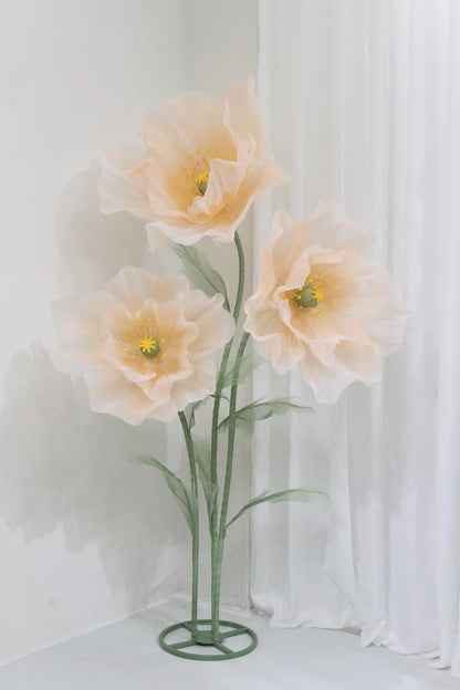 Artificial Poppy Flower Stem Wedding Home Decoration orange