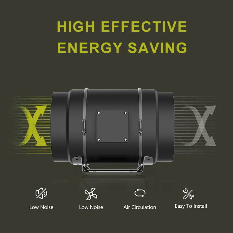 6 Inch Inline Duct Fan EC Motor 350 CFM High Airflow