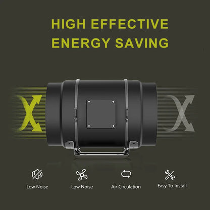 6 Inch Inline Duct Fan EC Motor 350 CFM High Airflow