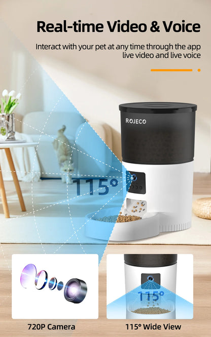 Smart Automatic Pet Feeder with HD Camera & Voice Control