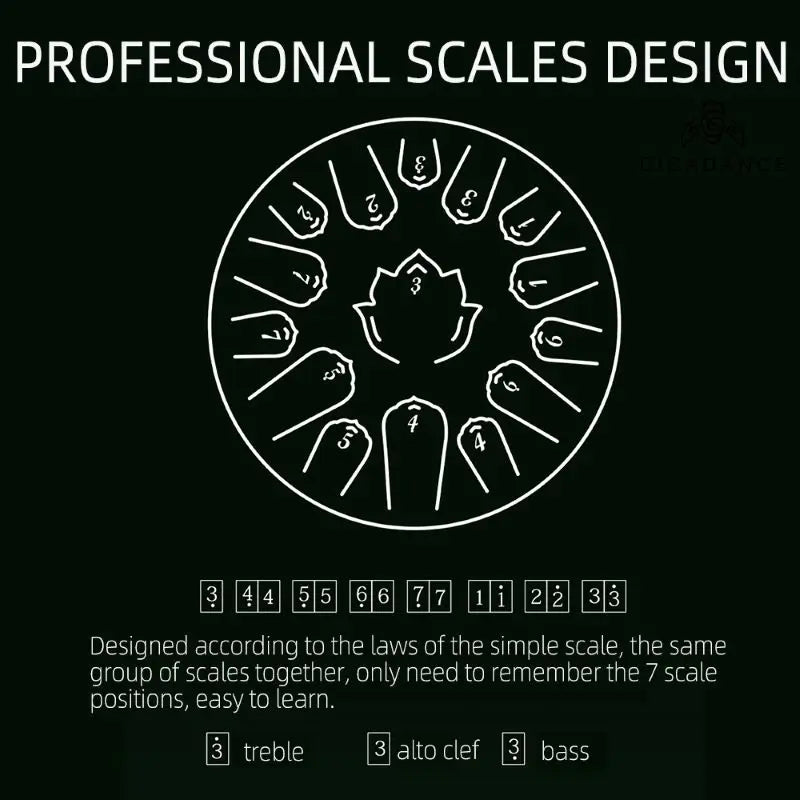 Dark Green 15 Note Tongue Drum 13 Inch Handpan