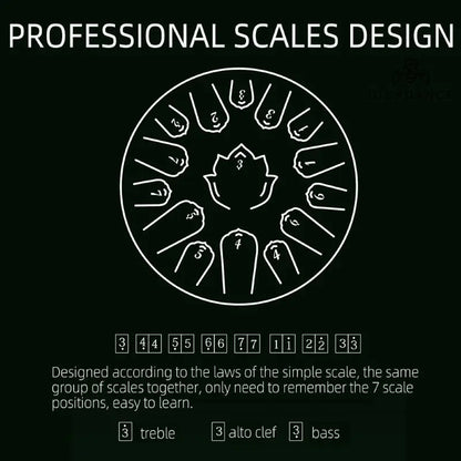 Handpan Style Black Steel Tongue Drum 13 Inch 15 Note