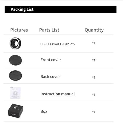 0.71x Autofocus Adapter Ring for Canon EF to Fuji XF